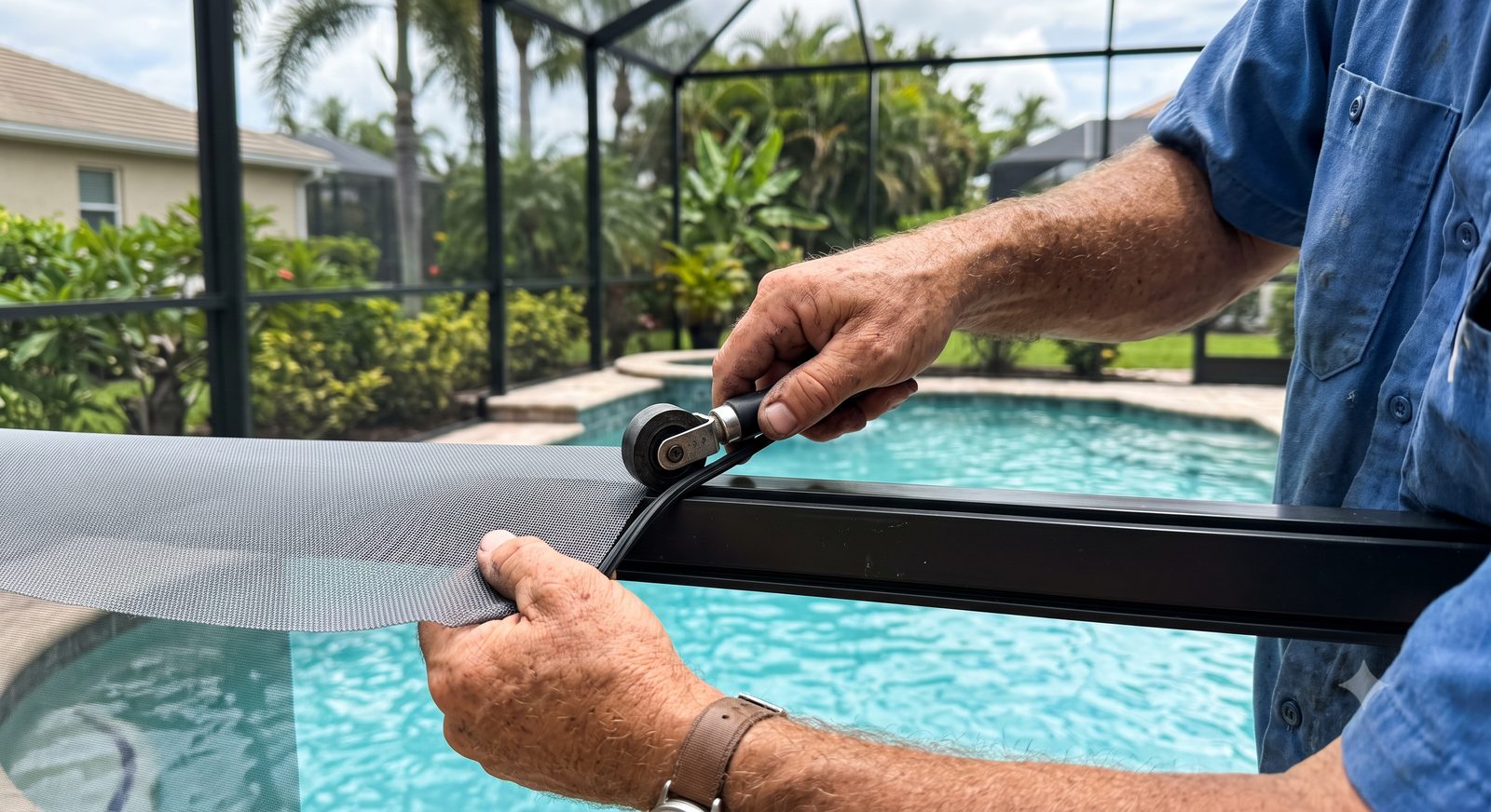 Pool cage rescreening in Sarasota, FL